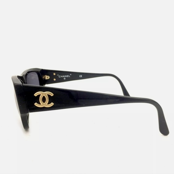 CHANEL 01453 CC LOGO BLACK SUNGLASSES VINTAGE/N2079 - Picture 3 of 10